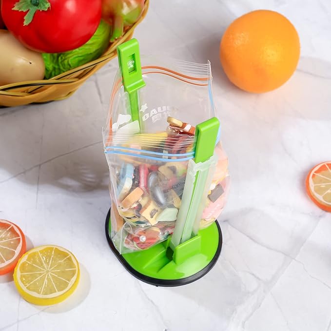 2 Pcs Baggy Rack, Freezer Bag Holder Stand, Adjustable Food Storage Holders, Plastic Food Prep Bag/Zip Lock Bag Holder Stand, for Meal Prep Bag, Kitchen Gadget