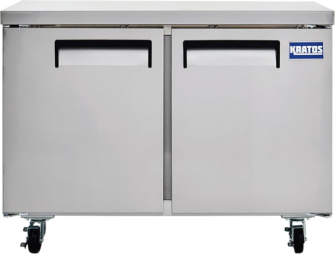 Kratos Commercial Undercounter Freezer, 2 Door 60" Wide All Stainless Steel Freezer for Restaurants, 15 Cubic Ft, 115V (67K-306)