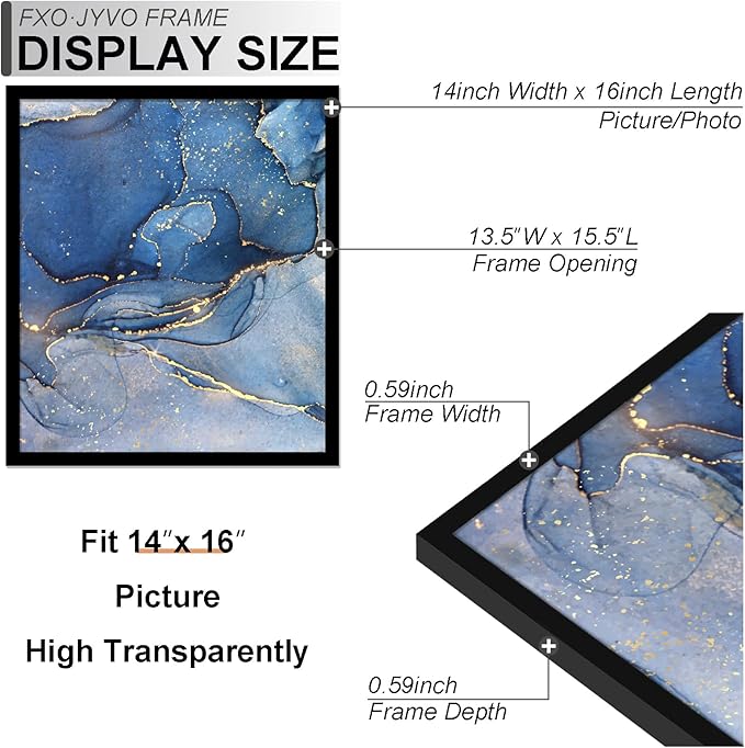 14x16 Picture Frame Set of 3, Black Frame for 14 x 16 Inch Picture Poster Photo, Light Weight and High Transparent 14 by 16 Frame for Wall - 3 Pack/Black/14 x16