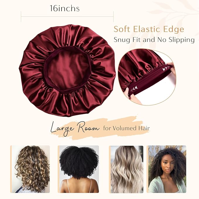 YANIBEST Silk Bonnet for Sleeping Women, Double Layer Hair Satin Bonnets with Elastic Band, Sleep Cap Curly Natural Hair