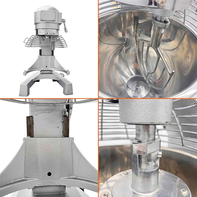 110V Commercial Dough Mixer with 3 Types of Mixing Tools, 30L Stainless Steel Dough Kneading Machine, 1250W Adjustable Speed Bakery Equipment, Safety Lid Lock & Auto Stop Function