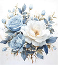 senya Dishwasher Magnet Cover Panel for The Front Blue-white Roses Dish Washer Door Sticker