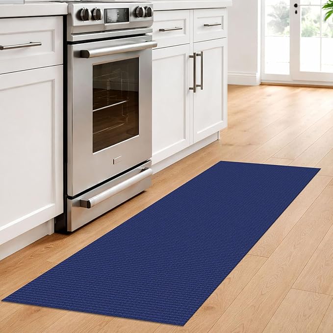 IOHOUZE Washable Runner Rug 2x6 Non Slip Runners for Hallways Entryway Runner Indoor, Kitchen Rugs Woven Cotton Floor Carpet for Kitchen Hall Entrance Bedroom, Royal Blue/Navy