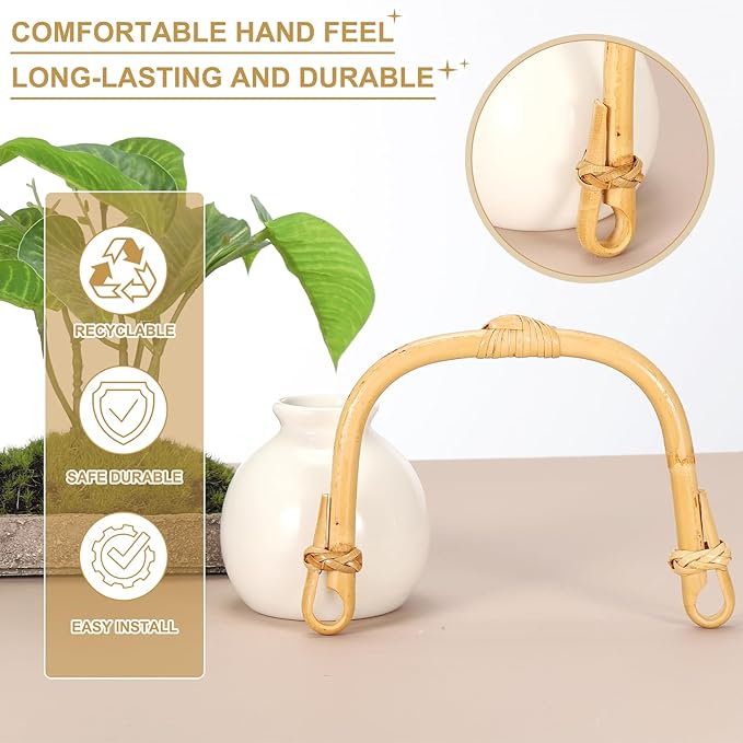 uxcell 3Pcs Bamboo Teapot Handle U-Shape Handle Replacement for Span 4.3-5.1 Inch Ceramic Pottery Tea Pots Tea Kettle Accessories Supplies, Heart Knot