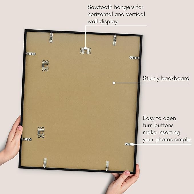 Americanflat 17x20 Picture Frame with Polished Plexiglass - Streamline Collection - Thin Border Picture Frame for Wall Display - Hanging Hardware Included - Black