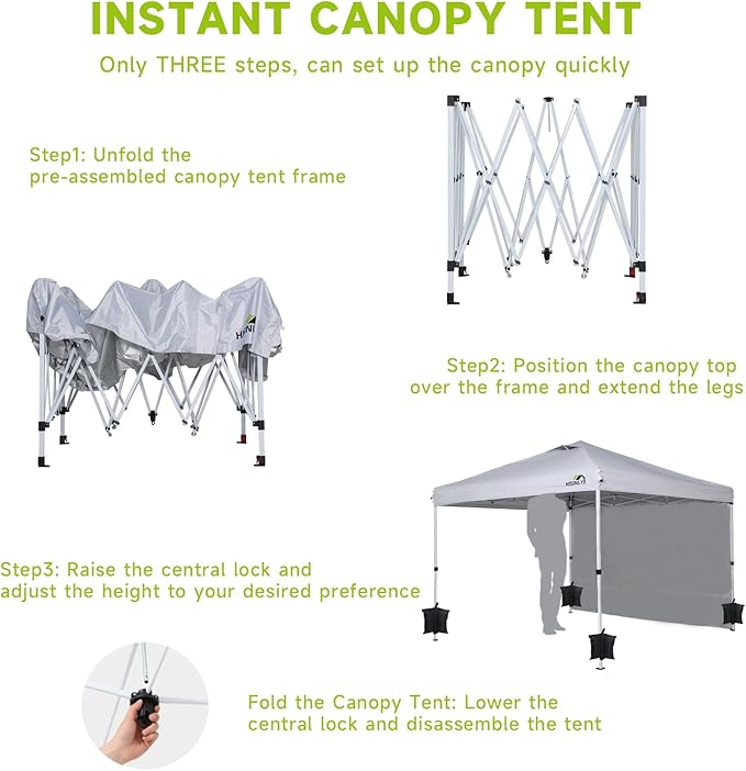 10x10 Pop Up Canopy Tent White Folding Shelter Heavy Duty Waterproof Vented Roof 3 Removable Sidewalls Quick Setup for Outdoor Patio Event Market