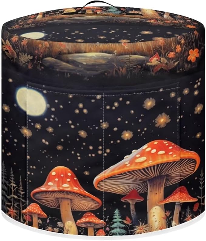 Red Mushroom Moon Rice Cooker Cover for Instant Pot 6 Qt Inner Pot with Carrying Handle and Two Pockets for Spoon Fork Convenient Gifts for House Table Living Room