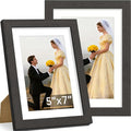 Vittanly 5x7 Picture Frame Set of 2, Solid Wood Frame for Wall or Tabletop, Display Photo 4x6 with Mat or 5x7 without Mat, Black