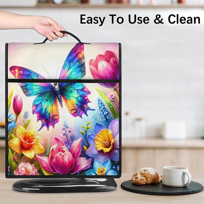 Kitchen Aid Mixer Cover Flower Animal Butterfly Stand Mixer Cover Compatible with 6-8 Quarts Stand Mixers, Dust Covers with Zipper Pocket Foldable Washable Kitchen Aid Organizer Bag