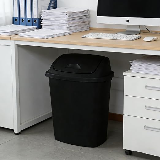 4 Pack 10 Gallon Black Trash Can, Commercial Grade Plastic Trash Garbage Can, Ideal for Restaurants, Kitchens, Offices, School