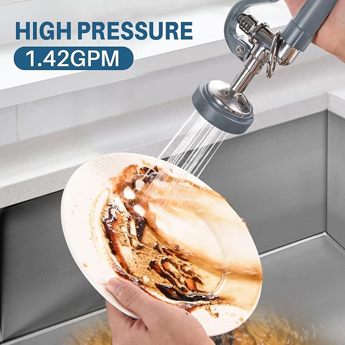 Dishwash Pre Rinse Sprayer for Kitchen: BESTJEEF Commercial Sink Faucet Spray Valve Head Replacement - High Pressure Pre-Rinse Sprayer Assembly for Restaurant Cleaning