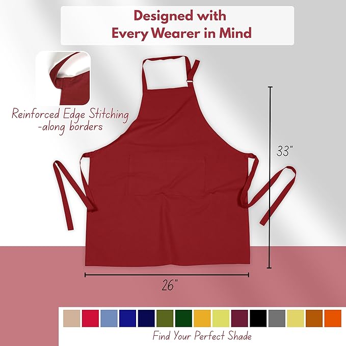 Native Fab Kitchen Apron 2 Pack - 100% Cotton Adjustable, Durable Apron with Pockets, Perfect for Cooking, Baking, Grilling