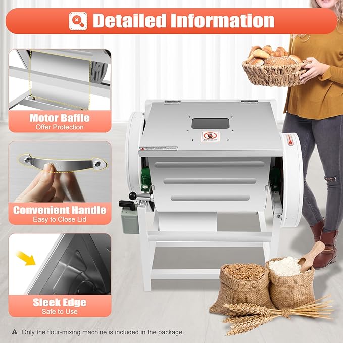Stand Mixer, 30QT Large Capacity Commercial Dough Mixer, 1500W Electric Dough Mixing Machine with 1400RPM High Speed Motor, Heavy Duty Stainless Steel Flour Mixing Machine for Bakery Restaurant