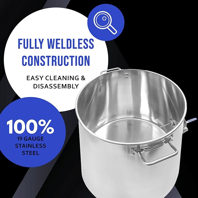 CONCORD Stainless Steel Home Brew Kettle Stock Pot (Weldless Fittings) (80 QT/ 20 Gal)
