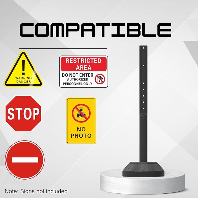 OrangeStar 6-Pack 41" Commercial Sign Holder with Water Weighted Base Set Kit, Portable Warning Sign Stand for Parking Lots, Construction Sites, Events, Includes Bolts & Nuts