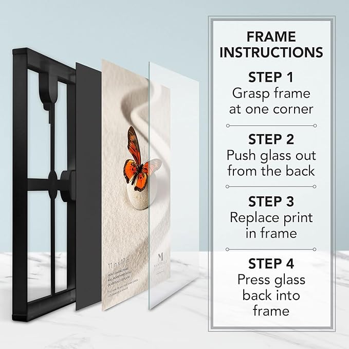 Mantello 11 x 17 Frame, Clean Look Black Front-Loading Poster Frame, 3-PACK, 11x17 Picture Frame