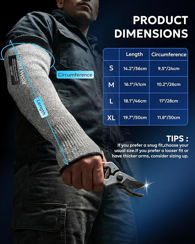 Evridwear Cut Resistant Protective Sleeves Gardening sleeves Arm Protectors for Thin Skin and Bruising Farming, Industrial