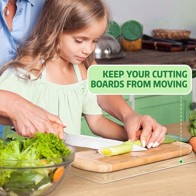 Non-Slip Cutting Board Mat, 2 Pack 10" x 15" Clear Anti-Slip Cutting Board Mat for Home Cooks and Chefs, Safety Grip Mat Under Kitchen Cutting Boards, Dishwasher Safe Great as Drawer Liners