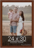 wallsthatspeak 24x30 Dark Walnut Rustic Pine Picture Frame for Puzzles Posters Photos or Artwork