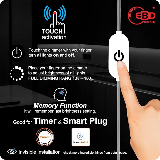 Under Cabinet Lights Built-in ADIUSTABLE Cable LED Light Bar No Messy Wires! Touch Under Counter Lights for Kitchen 3Pcs 6500K Cool White 1350Lm Under Cabinet Lighting Good for Timer Smart Plug