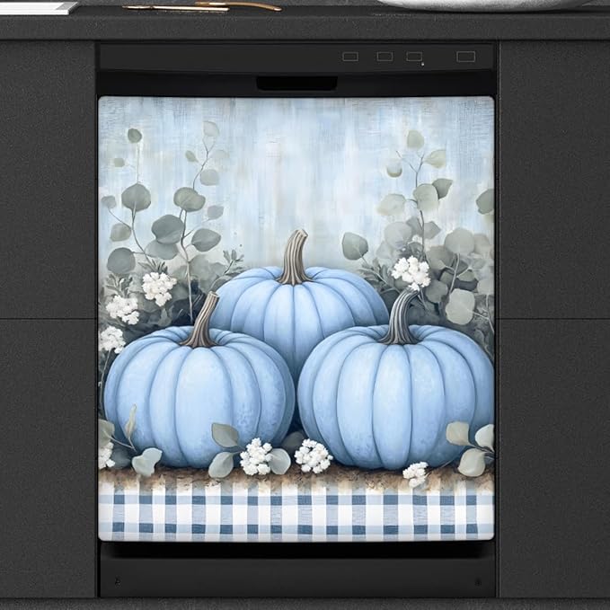 Autumn Pumpkin Plaid Dishwasher Magnet Cover for The Front Dishwasher Door Cover Panel Decals Magnetic Refrigerator Cover for Kitchen Farmhouse Home Decor 23 X 26 in