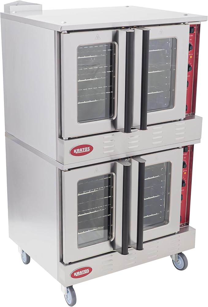 Kratos Commercial Electric Convection Oven, Full Size Double Stack Mobile Stainless Steel Electric Oven for Restaurants, 1 Phase, 208V (29Y-058)