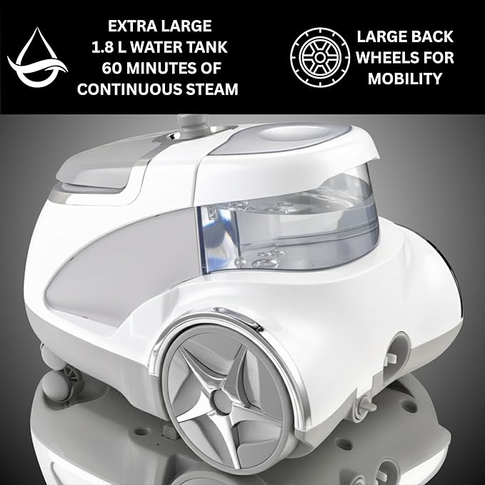 SALAV® Professional Standing Garment Steamer with Retractable Power Cord, Foot Pedal Control, Wheels for Easier Movement (Silver)