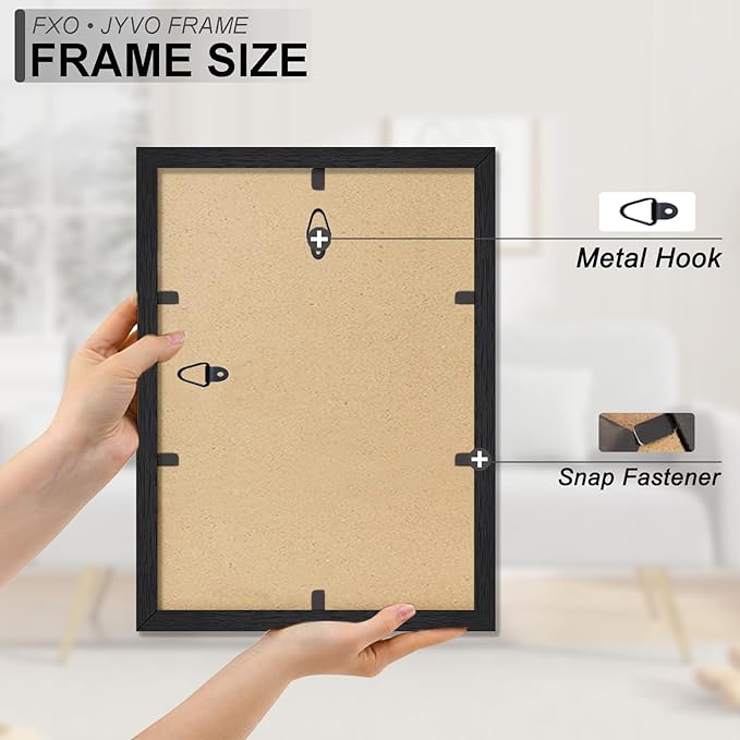 Engineered Wood 9x13 Picture Frame Set of 6, Black Frame for 9 x 13 Inch Picture Poster Photo, Light Weight 9 by 13 Frame with Wood-grain for Wall - 6 Pack/Black/9"x13"