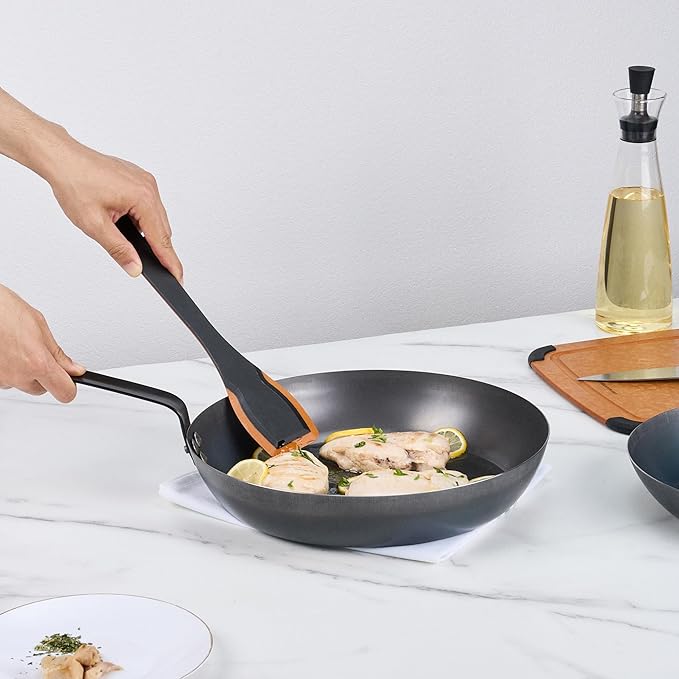 Restaurantware-Met Lux 13 Inch Fry Pans, 6 Lightweight Frying Pans - Induction-Ready, Triple-Riveted, Black Carbon Steel Cooking Skillets, Durable, For Searing, Sauteing, And Browning Food