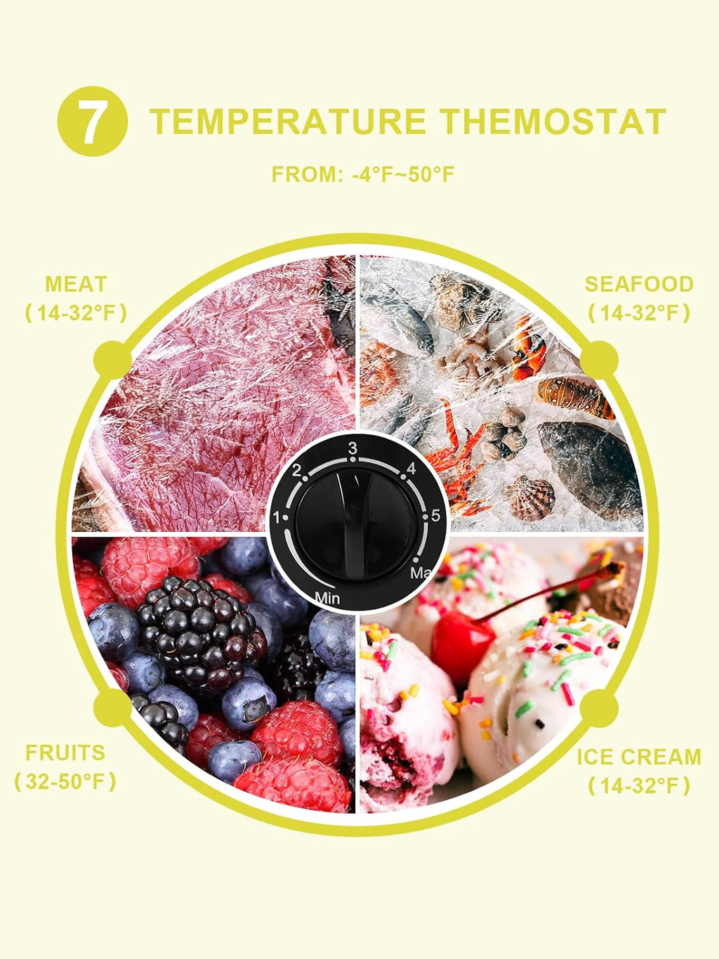 3.5 Cu.Ft Freestanding Chest Freezer with a Removable Basket, 7 Gears Temperature Control (-18F to -46F), Deep Freezer for House, Garage, Kitchen, Basement, Shop, Black