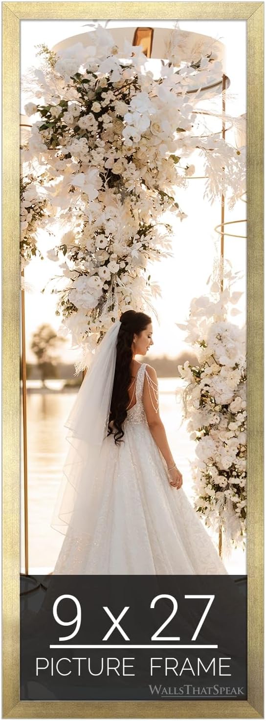 wallsthatspeak 9x27 Gold Picture Frame for Puzzles Posters Photos or Artwork