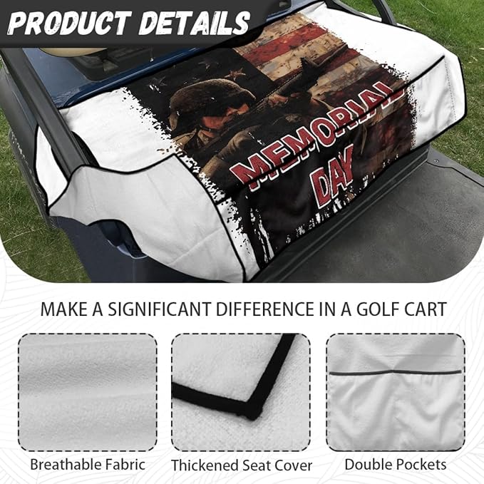 Golf Cart Seat Cushion Cover Designed to Protect Seats from Moisture and Dirt, Featuring Soft Microfiber Fabric and Waterproof Construction
