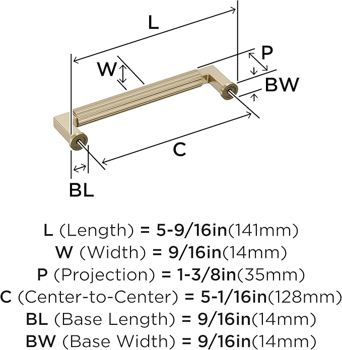 Amerock Ballard 5-1/16 inch (128mm) Center-to-Center Golden Champagne Cabinet Pull, BP37644BBZ
