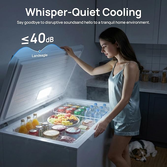 12 Cu.Ft Chest Freezer, Small Compact Deep Freezer with Adjustable 7 Thermostat, 2 Removable Baskets, Energy Saving, Quiet Top Open Door Mini Meat Freezer with LED Light for Garage Outdoor Home Office