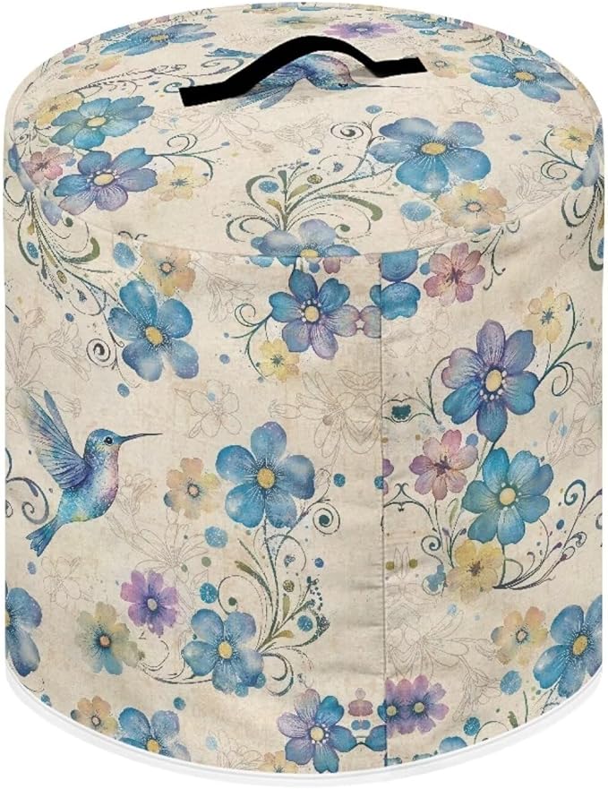 Xoenoiee Blue Hummingbird Floral Print Pressure Cooker Cover for Instant Pot, Kitchen Appliance Dust Cover with Pockets for Rice Cooker Air Fryer Slow Cooker, for 6 Qt Pot