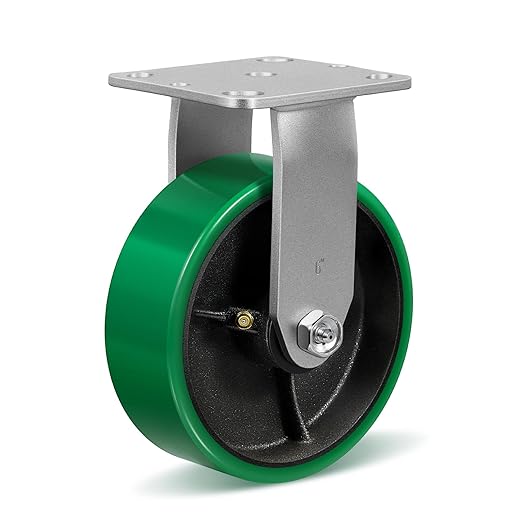 6" Caster Wheels, Heavy Duty Caster with Strong Load-Bearing, Polyurethane Wheel on Steel Hub, Plate Caster for Carts, Pallet Trucks, Industrial Equipment(1 Pack Rigid)