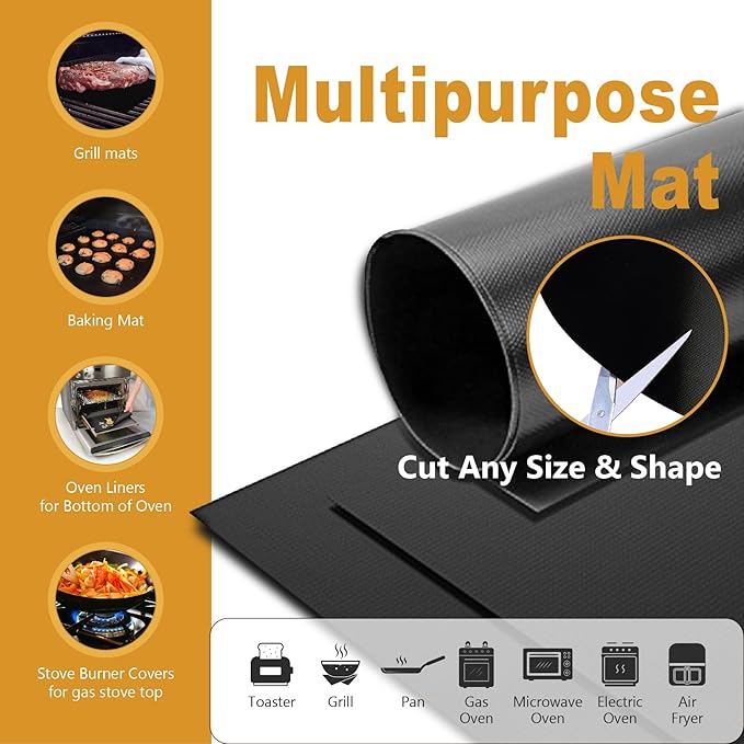 Oven Liners for Bottom of Oven, Large Thick Heavy Duty 100% Non-stick Reusable Teflon Oven Mat,Baking Mat for Electric, Gas, Toaster Ovens, Grills,Kitchen Friendly Cooking Accessory (15.75'' x 13'')