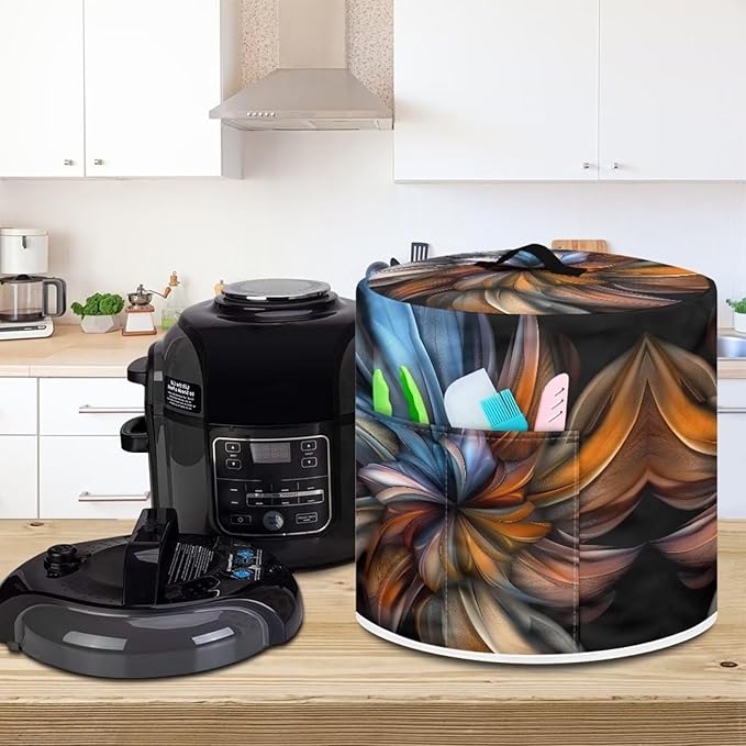 Flashideas Boho Floral Pressure Cooker Cover for Women Dust-proof Cover for Rice Cooker Air Fryer Kitchen Appliance Covers with Top Handle and Pocket Home Kitchen Decor Gifts for Friends