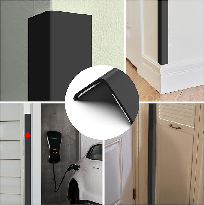 Wall Corner Protector, Walls Edge Protector, Self-Adhesive Wall Corner Guards, PVC Double Side Edge Protector, Furniture Stairs Guard (Black, 2pcs x 35.4" L x 1.97" W)