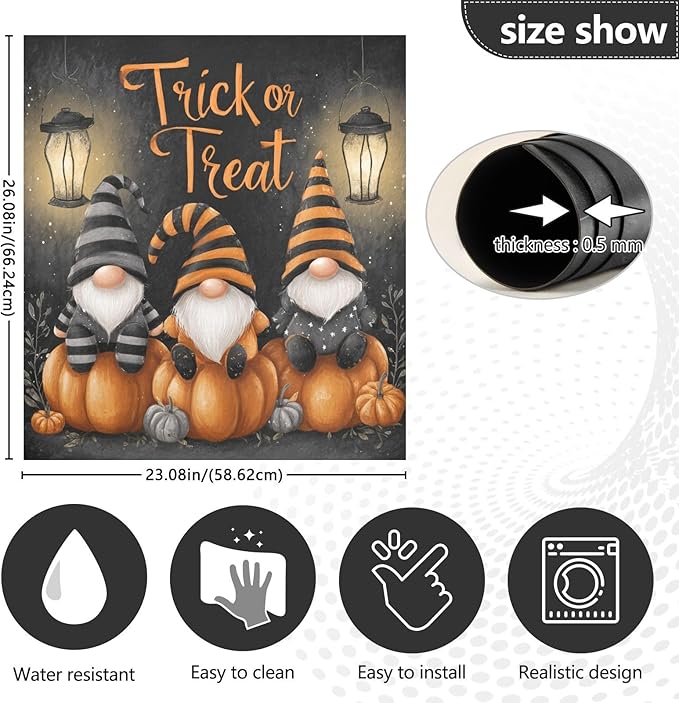 Halloween Gnomes Pumpkins Dark Dishwasher Magnet Cover Front Door Magnetic Dishwasher Cover Decorative Refrigerator Magnet Covers Fridge Panel Decal for Kitchen Decor, 23" x 26"