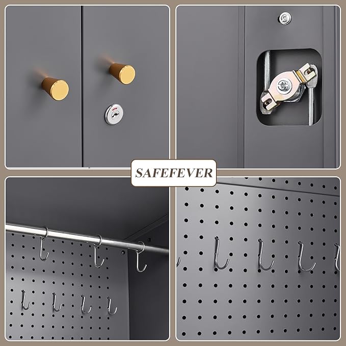 Outdoor Storage Cabinet,Garden Storage Cabinet with Sloping Roof and Waterproof Coating,Metal Storage Cabinets with Lockable Doors for Backyard,Lawn,Dark Gray
