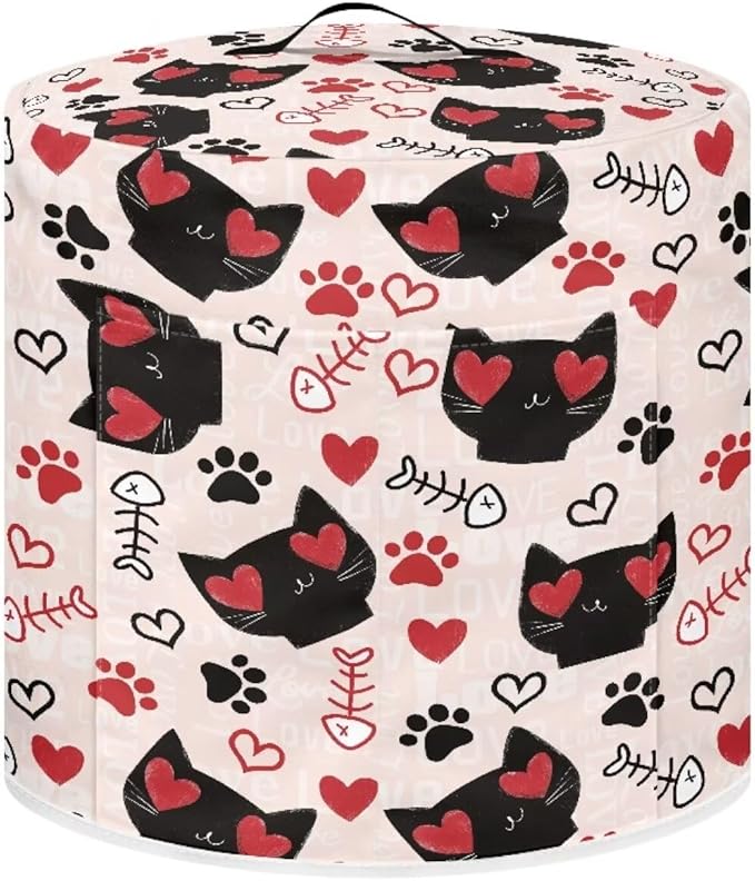 TODIYADDU Heart Eyes Cat Pressure Cooker Cover with Pocket Novelty Air Fryer Cover Dust Cover Insulated Kitchen Appliance Cover Protector for Pressure Cooker Instant Pots Accessories Holiday Present