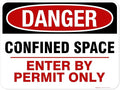 Danger Confined Space Enter By Permit Only Sign, 18x24 Inches, Rust Free .063 Aluminum, Fade Resistant, Made in USA by My Sign Center