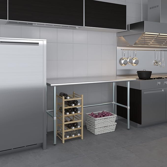 AmGood 24" X 60" Stainless Steel Work Table Open Base | NSF Kitchen Island Food Prep | Laundry Garage Utility Bench