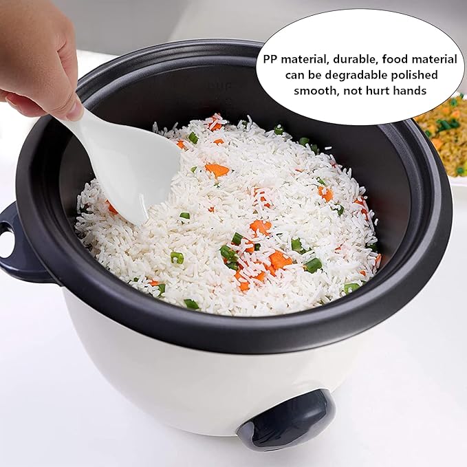 2-Piece Plastic Rice Paddle & Spoon, Non-Stick Rice Scoop & Shovel, 7.87 Inch (White E)