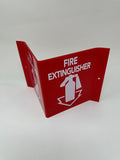 9" Width x 6" Height x 4" Depth Acrylic, White on Red Standard FIRE EXTINGUISHER "V" Sign
