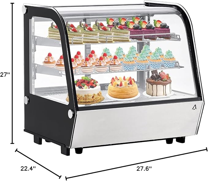 6.5 Cu.Ft Countertop Refrigerated Display Case - Commercial Bakery Refrigerator with LED Lighting, Auto Defrost & Sliding Glass Door for Cafe, Restaurant, Dessert Display