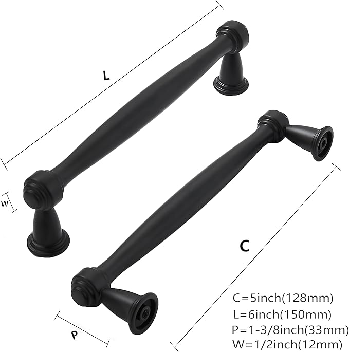 khtumeware 20 Pack 5 Inch(128mm) Black Cabinet Pulls Black Kitchen Matte Black Cabinet Handles Kitchen Cabinet Hardware for Cupboard Drawer Handles Dresser Pulls