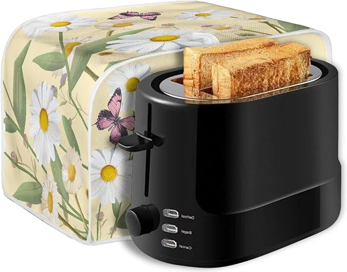 Hummingbird Daisy Butterfly Print 4 Slice Toaster Cover for Kitchen Small Appliance Universal Size Dustproof Fingerprint Protectors
