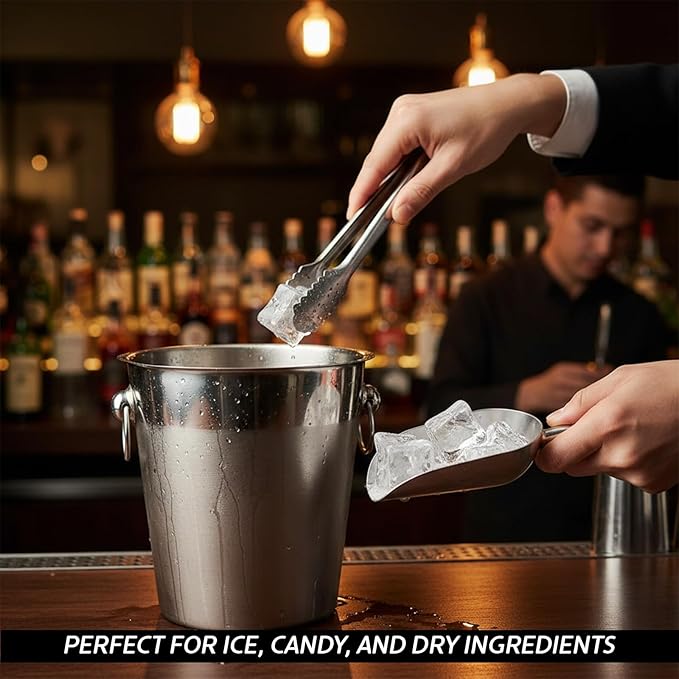 Aluminum Utility Scoop with Contoured Handle for Ice, Flour, Sugar, Grains, Candy, and Dry Goods - 5 oz Durable One-Piece Cast Aluminum Scoop with Comfortable Grip for Kitchen, and Bar